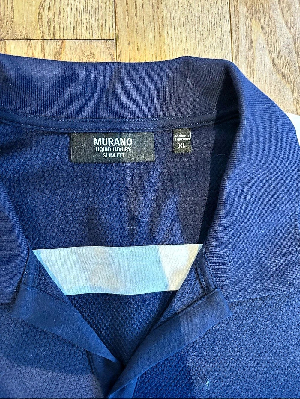 Murano Liquid Luxury Slim Fit Polo Shirt Blue & White XL - Picture 3 of 3